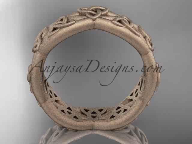 14kt rose gold celtic trinity knot wedding band, matte finish wedding band, triquetra ring, engagement ring CT7392G - AnjaysDesigns