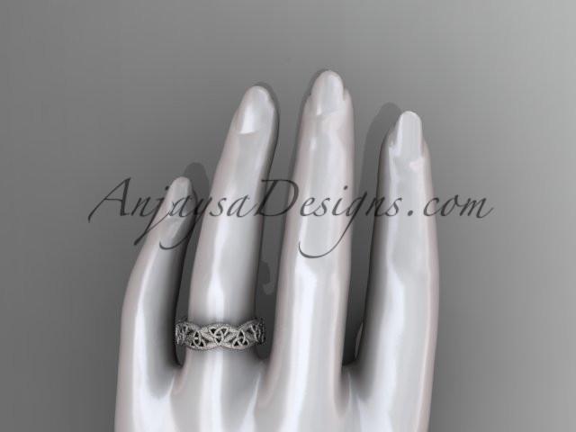14kt white gold celtic trinity knot wedding band, matte finish wedding band, triquetra ring, engagement ring CT7392G - AnjaysDesigns