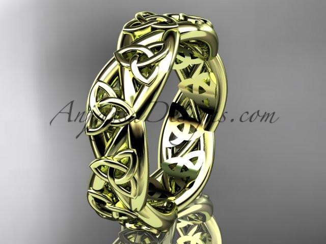 14kt yellow gold celtic trinity knot wedding band, triquetra ring, engagement ring CT7392G - AnjaysDesigns
