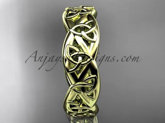 14kt yellow gold celtic trinity knot wedding band, triquetra ring, engagement ring CT7392G - AnjaysDesigns