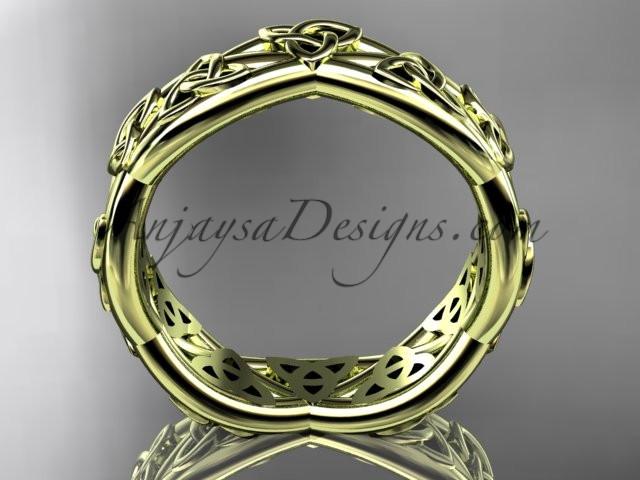 14kt yellow gold celtic trinity knot wedding band, triquetra ring, engagement ring CT7392G - AnjaysDesigns