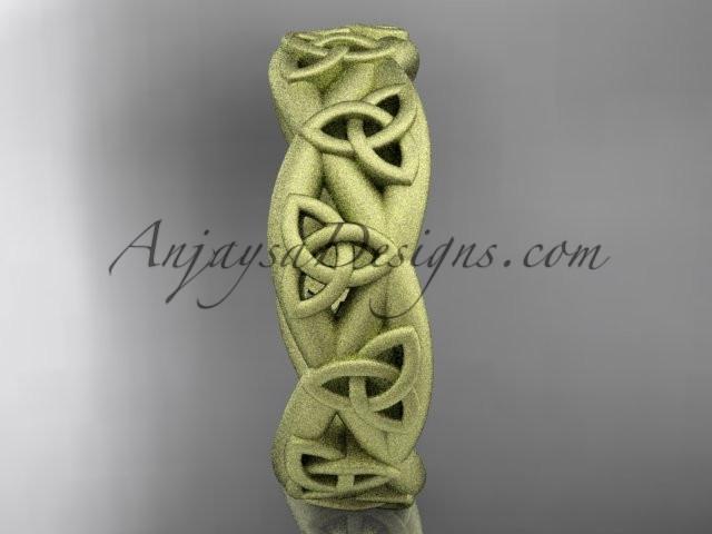 14kt yellow gold celtic trinity knot wedding band, matte finish wedding band, triquetra ring, engagement ring CT7392G - AnjaysDesigns