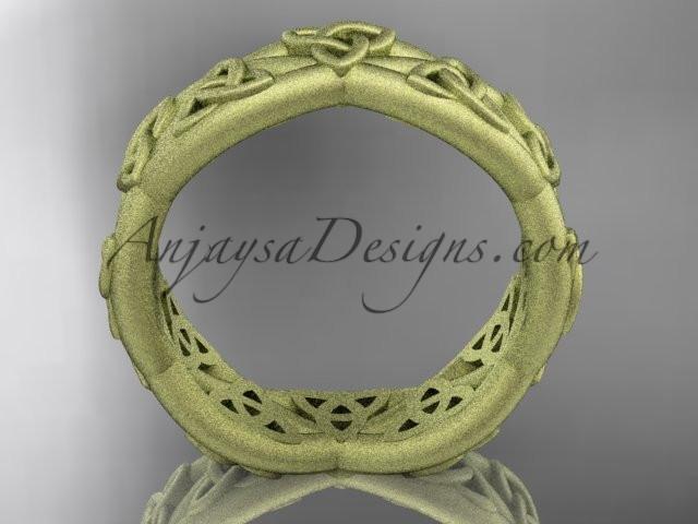 14kt yellow gold celtic trinity knot wedding band, matte finish wedding band, triquetra ring, engagement ring CT7392G - AnjaysDesigns