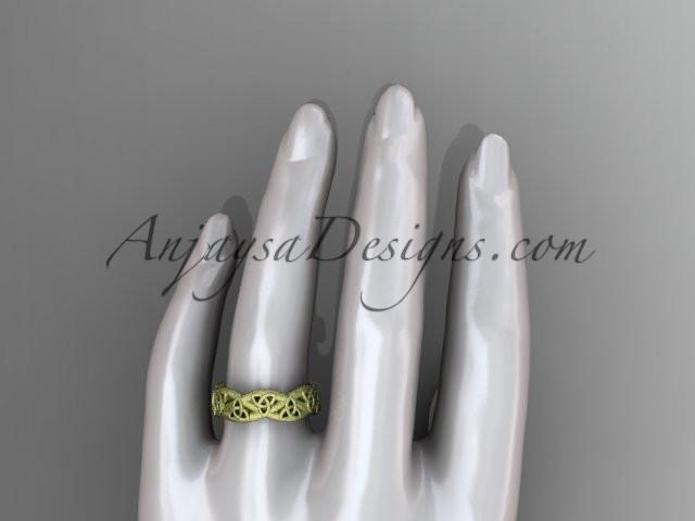 14kt yellow gold celtic trinity knot wedding band, matte finish wedding band, triquetra ring, engagement ring CT7392G - AnjaysDesigns