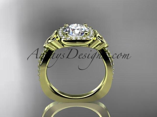 14kt yellow gold diamond celtic trinity knot wedding ring, engagement ring CT7393 - AnjaysDesigns