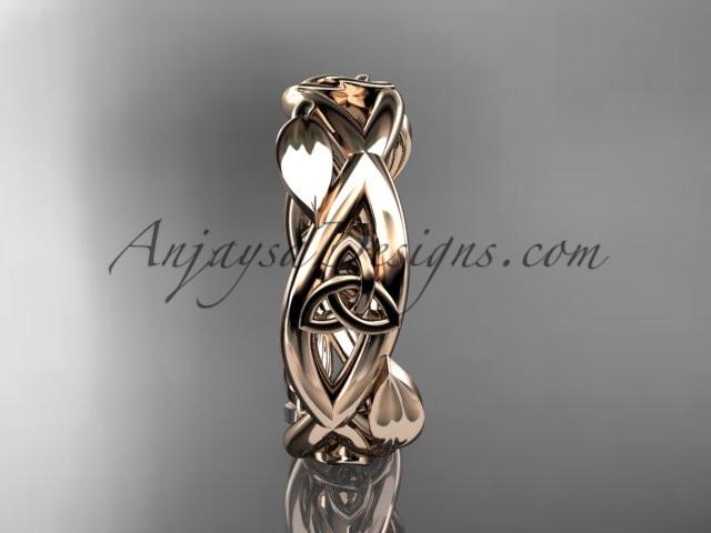 14kt rose gold celtic trinity knot wedding band, triquetra ring, engagement ring CT7403G - AnjaysDesigns
