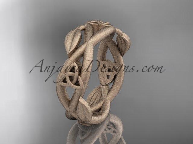 14kt rose gold celtic trinity knot wedding band, matte finish wedding band, triquetra ring, engagement ring CT7403G - AnjaysDesigns