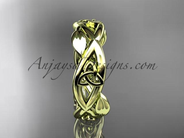 14kt yellow gold celtic trinity knot wedding band, triquetra ring, engagement ring CT7403G - AnjaysDesigns