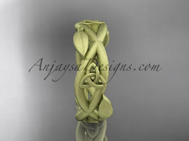14kt yellow gold celtic trinity knot wedding band, matte finish wedding band, triquetra ring, engagement ring CT7403G - AnjaysDesigns
