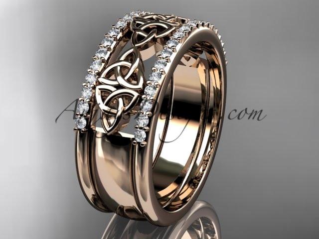 14kt rose gold diamond celtic trinity knot wedding band, brIdal ring CT7406B - AnjaysDesigns