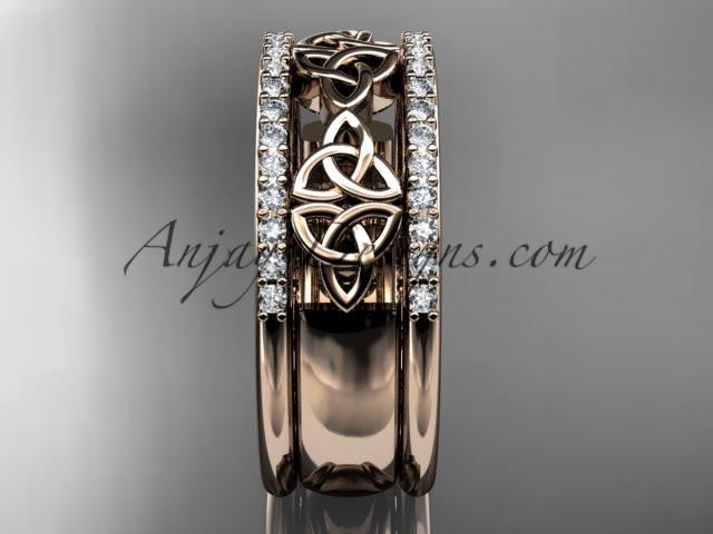 14kt rose gold diamond celtic trinity knot wedding band, brIdal ring CT7406B - AnjaysDesigns