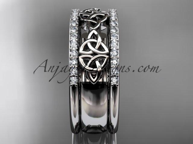 14kt white gold diamond celtic trinity knot wedding band, brIdal ring CT7406B - AnjaysDesigns