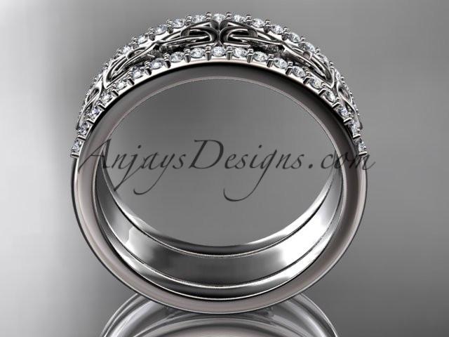 14kt white gold diamond celtic trinity knot wedding band, brIdal ring CT7406B - AnjaysDesigns