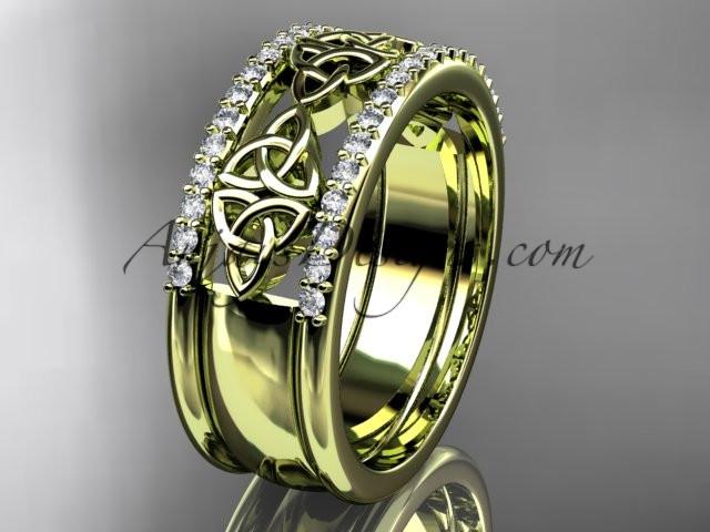 14kt yellow gold diamond celtic trinity knot wedding band, brIdal ring CT7406B - AnjaysDesigns