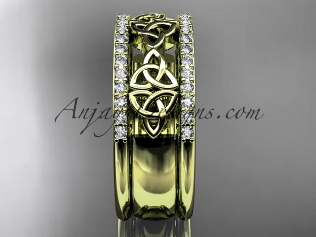 14kt yellow gold diamond celtic trinity knot wedding band, brIdal ring CT7406B - AnjaysDesigns