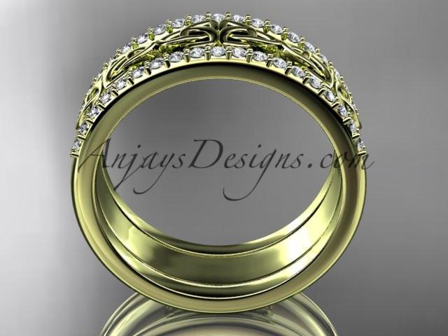 14kt yellow gold diamond celtic trinity knot wedding band, brIdal ring CT7406B - AnjaysDesigns