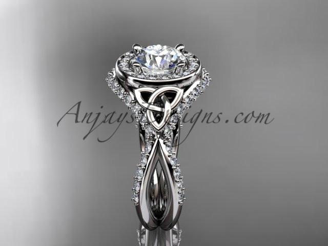 14kt white gold diamond celtic trinity knot wedding ring, engagement ring CT7416 - AnjaysDesigns