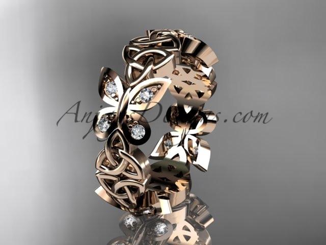 14kt rose gold diamond celtic trinity knot butterfly wedding band, engagement ring CT7418B - AnjaysDesigns