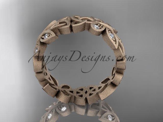 14kt rose gold diamond celtic trinity knot matte finish wedding band, engagement ring CT7418B - AnjaysDesigns