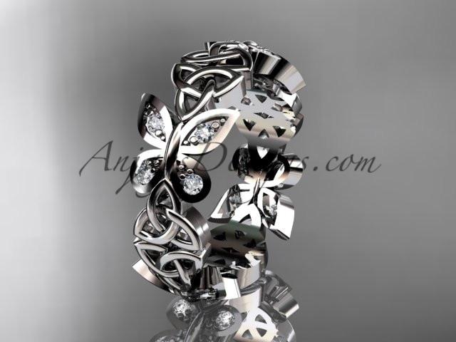platinum diamond celtic trinity knot butterfly wedding band, engagement ring CT7418B - AnjaysDesigns