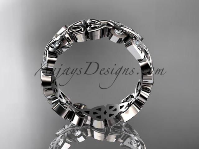 platinum diamond celtic trinity knot butterfly wedding band, engagement ring CT7418B - AnjaysDesigns
