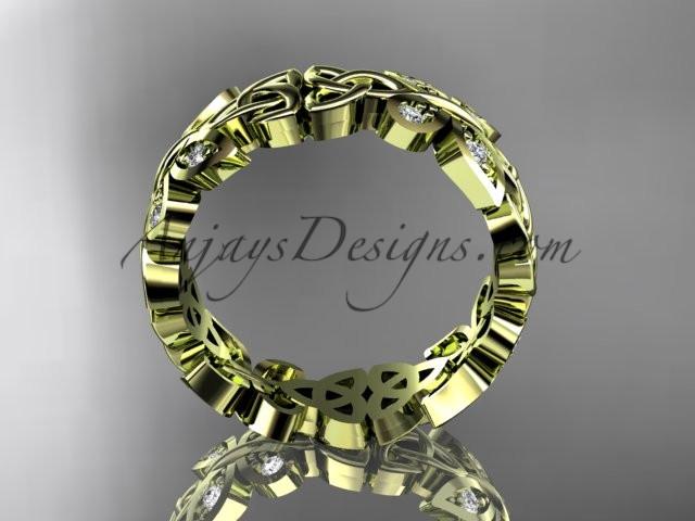 14kt yellow gold diamond celtic trinity knot butterfly wedding band, engagement ring CT7418B - AnjaysDesigns