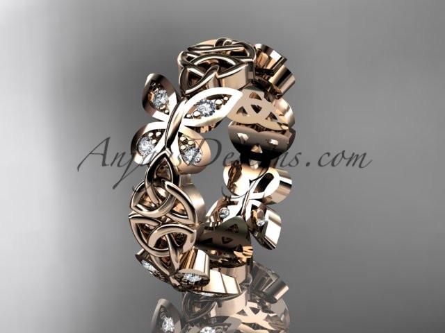 14kt rose gold diamond celtic trinity knot butterfly wedding band, engagement ring CT7420B - AnjaysDesigns