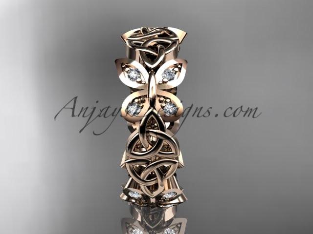 14kt rose gold diamond celtic trinity knot butterfly wedding band, engagement ring CT7420B - AnjaysDesigns