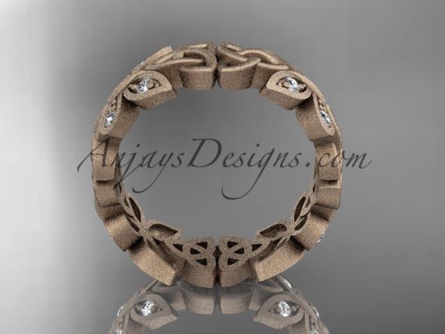 14kt rose gold diamond celtic trinity knot matte finish wedding band, engagement ring CT7420B - AnjaysDesigns
