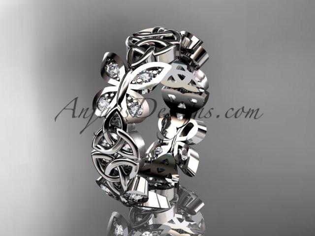 platinum diamond celtic trinity knot butterfly wedding band, engagement ring CT7420B - AnjaysDesigns