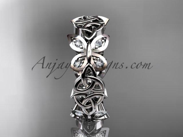 platinum diamond celtic trinity knot butterfly wedding band, engagement ring CT7420B - AnjaysDesigns