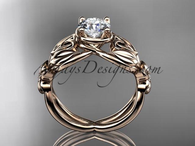 14kt rose gold diamond celtic trinity knot wedding ring, engagement ring with a "Forever One" Moissanite center stone CT7501 - AnjaysDesigns