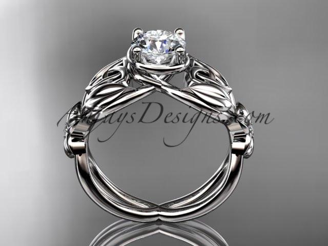 platinum diamond celtic trinity knot wedding ring, engagement ring with a "Forever One" Moissanite center stone CT7501 - AnjaysDesigns