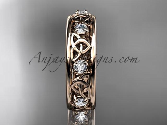14kt rose gold celtic trinity knot wedding band, engagement ring CT7503B - AnjaysDesigns