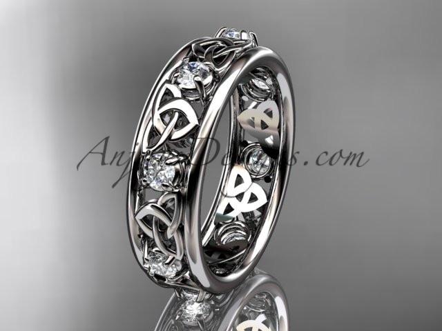 14kt white gold celtic trinity knot wedding band, engagement ring CT7503B - AnjaysDesigns