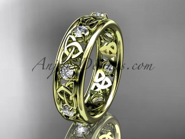 14kt yellow gold celtic trinity knot wedding band, engagement ring CT7503B - AnjaysDesigns