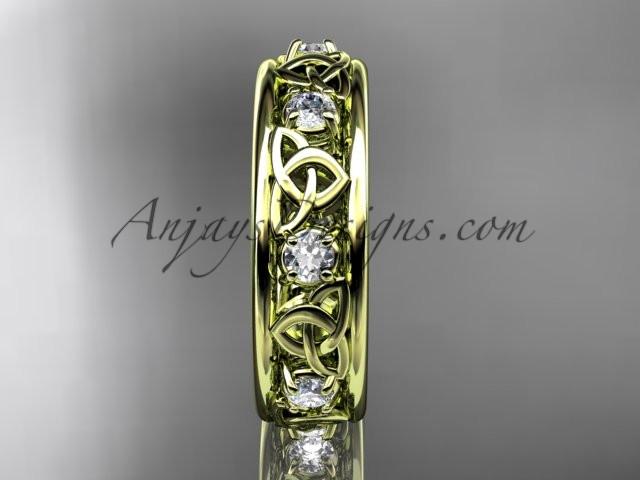 14kt yellow gold celtic trinity knot wedding band, engagement ring CT7503B - AnjaysDesigns