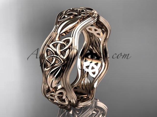 14kt rose gold celtic trinity knot wedding band, engagement ring CT7504G - AnjaysDesigns