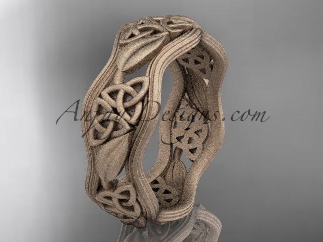 14kt rose gold celtic trinity knot wedding band, matte finish wedding band, engagement ring CT7504G - AnjaysDesigns