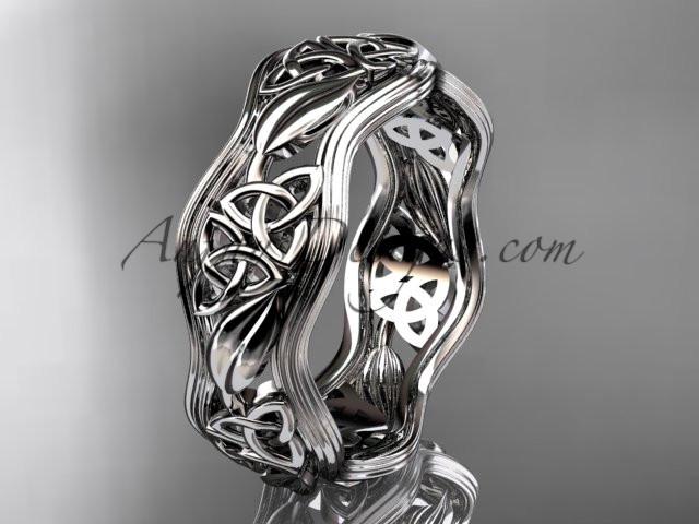 14kt white gold celtic trinity knot wedding band, engagement ring CT7504G - AnjaysDesigns