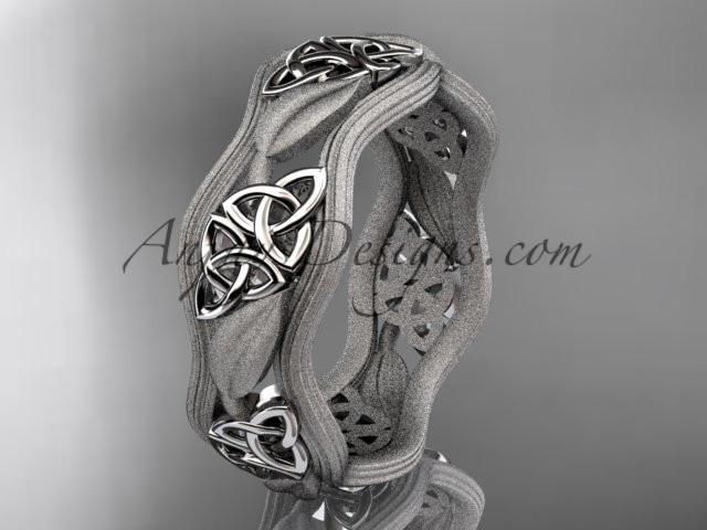 14kt white gold celtic trinity knot wedding band, engagement ring CT7504GM - AnjaysDesigns