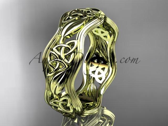14kt yellow gold celtic trinity knot wedding band, engagement ring CT7504G - AnjaysDesigns