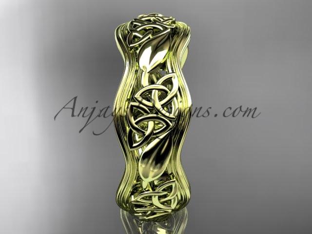 14kt yellow gold celtic trinity knot wedding band, engagement ring CT7504G - AnjaysDesigns