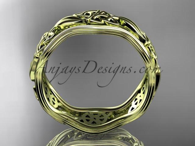14kt yellow gold celtic trinity knot wedding band, engagement ring CT7504G - AnjaysDesigns