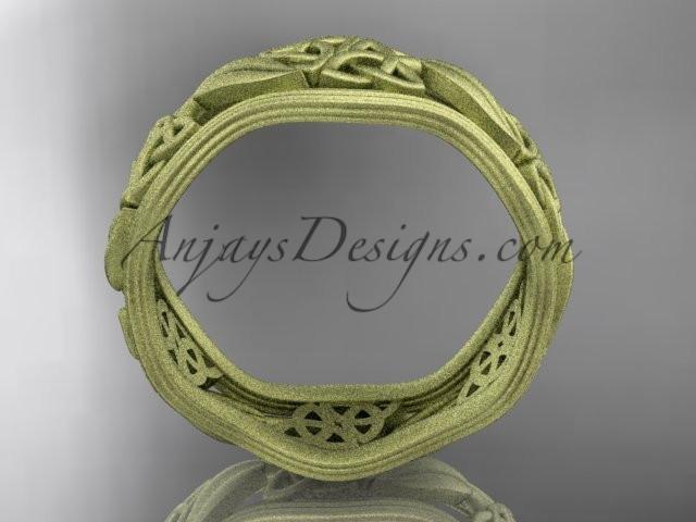 14kt yellow gold celtic trinity knot wedding band, matte finish wedding band, engagement ring CT7504G - AnjaysDesigns