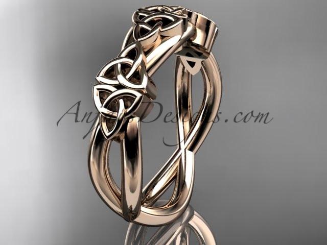 14kt rose gold celtic trinity knot wedding band, engagement ring CT7505G - AnjaysDesigns