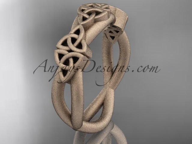 14kt rose gold celtic trinity knot wedding band, matte finish wedding band, engagement ring CT7505G - AnjaysDesigns