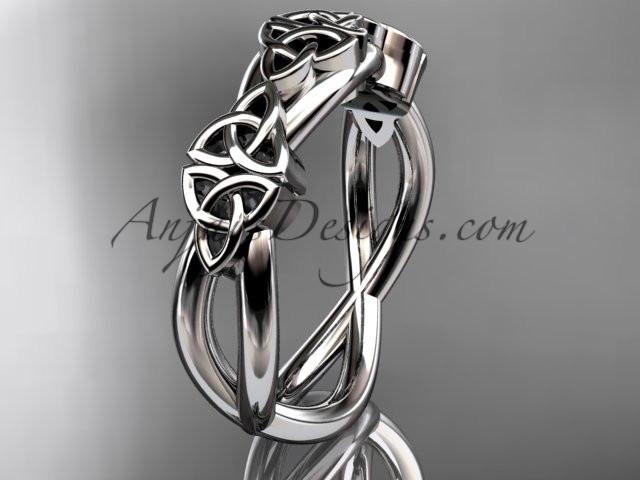 14kt white gold celtic trinity knot wedding band, engagement ring CT7505G - AnjaysDesigns