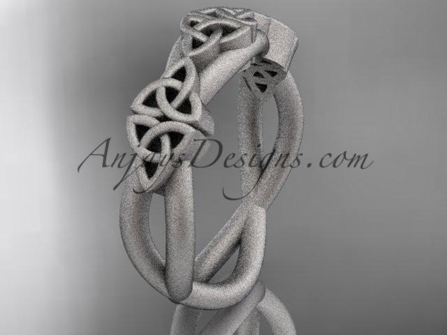 platinum celtic trinity knot wedding band, matte finish wedding band, engagement ring CT7505G - AnjaysDesigns