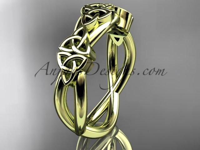 14kt yellow gold celtic trinity knot wedding band, engagement ring CT7505G - AnjaysDesigns